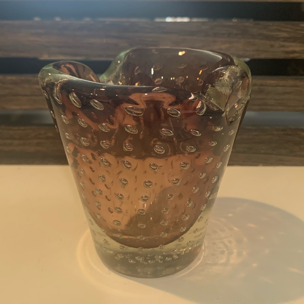 Murano bubble heavyweight glass dark plum color
